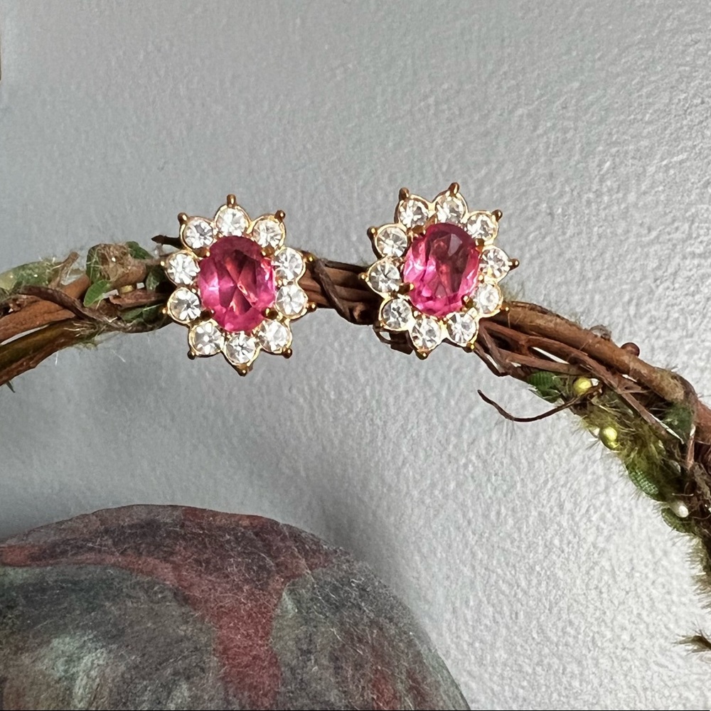 Pink rhinestone ear clips